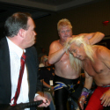 Jim Cornette gets in a cheap shot on Ricky Morton